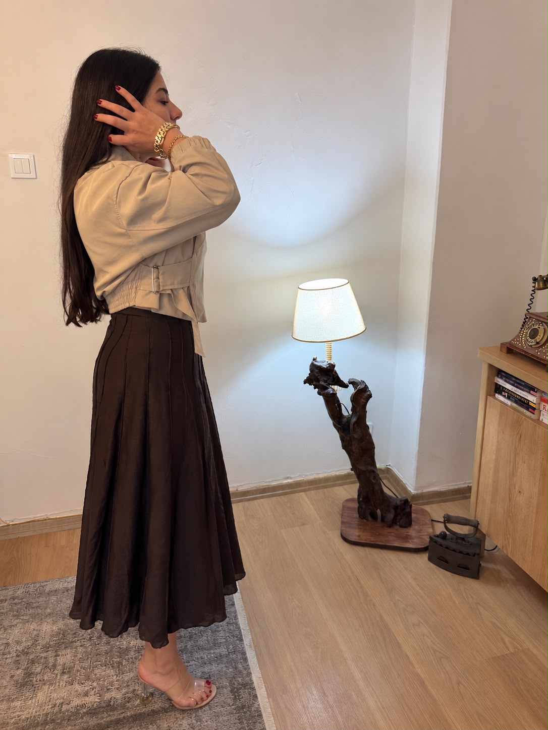 Kahve Parçalı Çan Etek