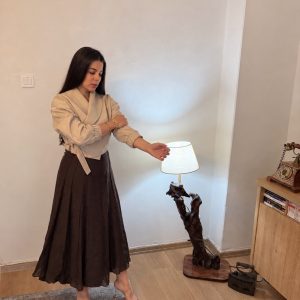 Kahve Parçalı Çan Etek