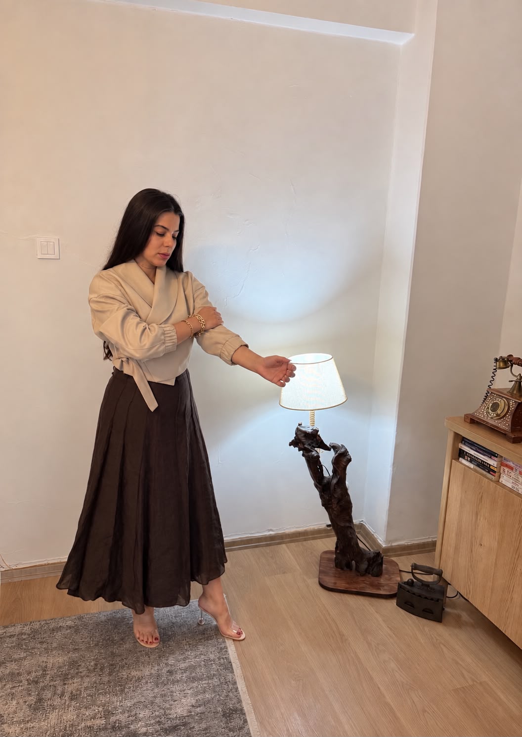 Kahve Parçalı Çan Etek