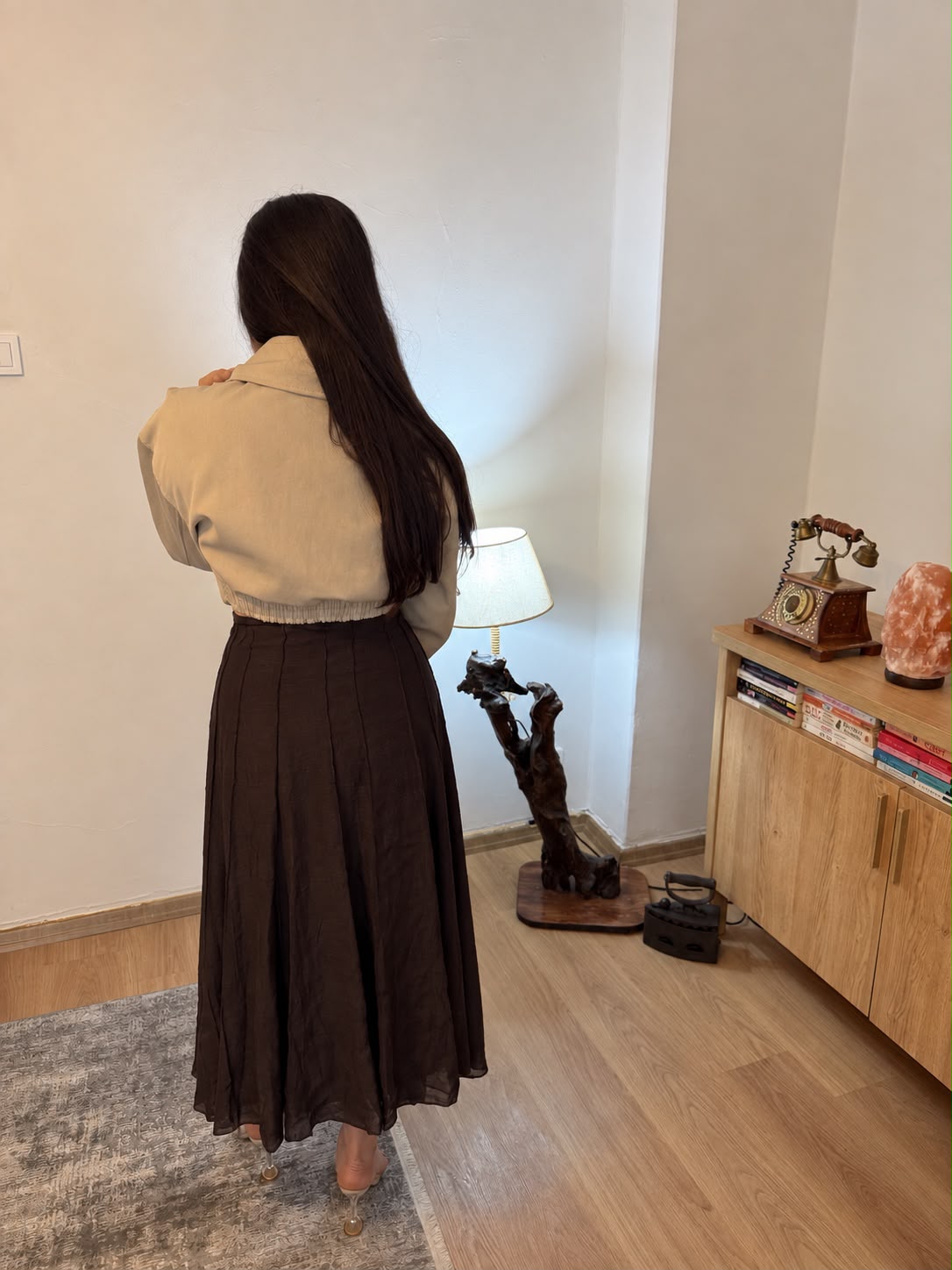 Kahve Parçalı Çan Etek